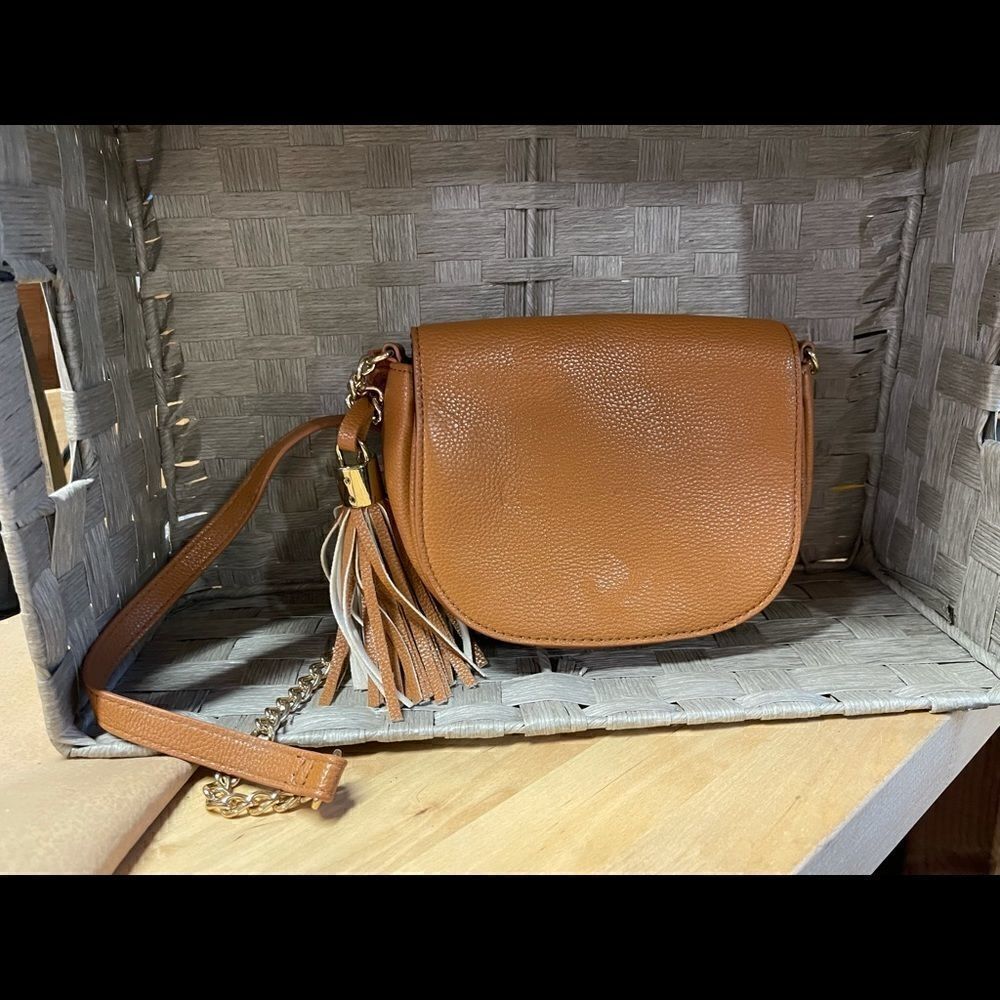Brown Pleather Crossbody With Tassle